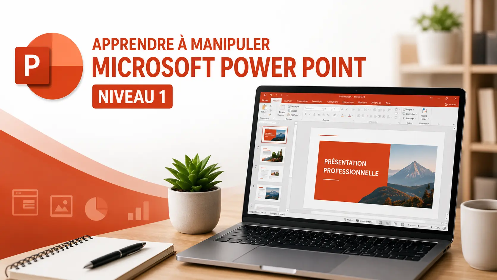 Visuel : Apprendre à manipuler Microsoft PowerPoint – Niveau 1