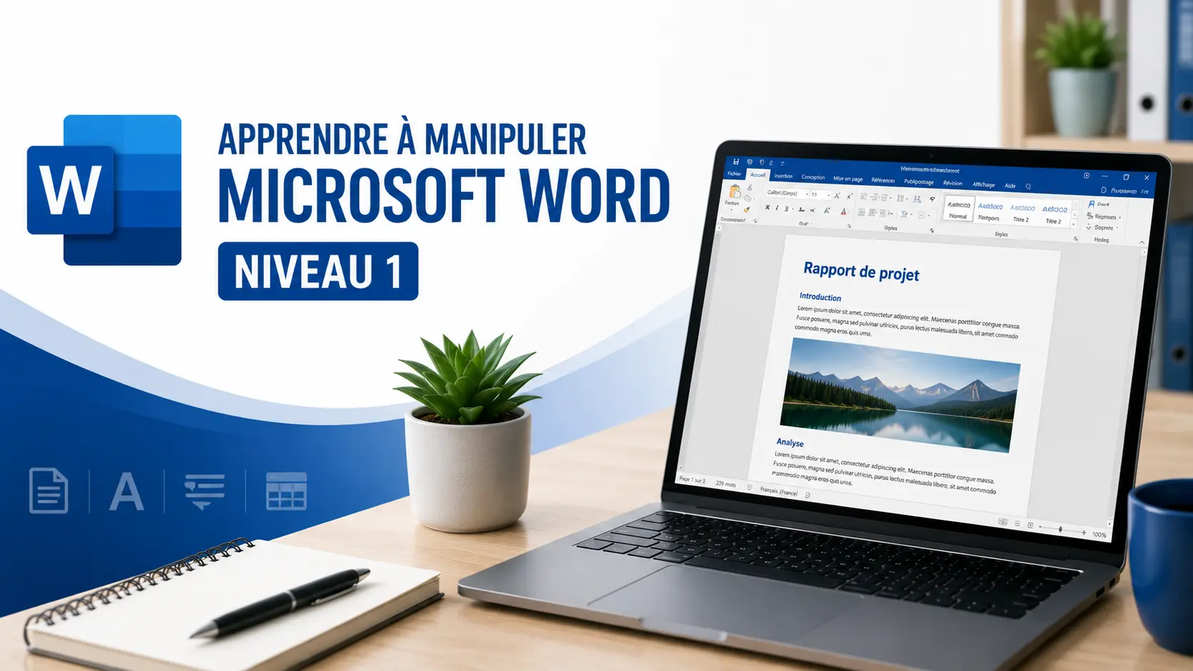 Visuel : Apprendre à manipuler Microsoft Word – Niveau 1