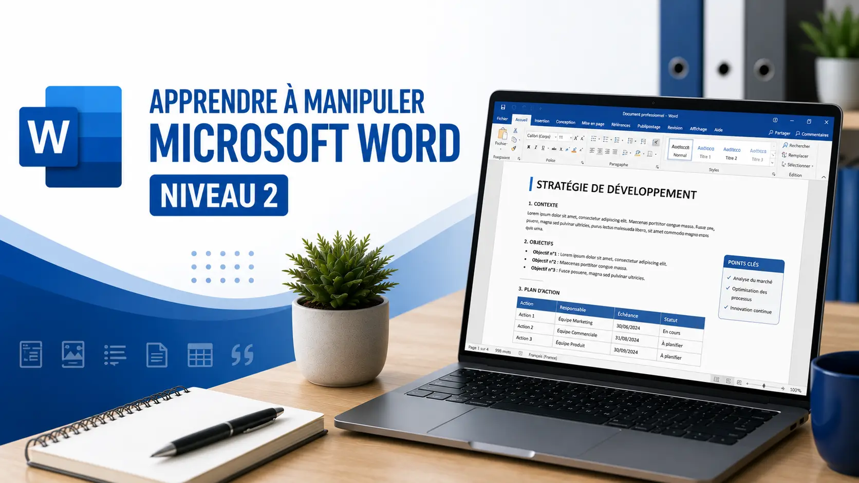 Visuel : Apprendre à manipuler Microsoft Word – Niveau 2