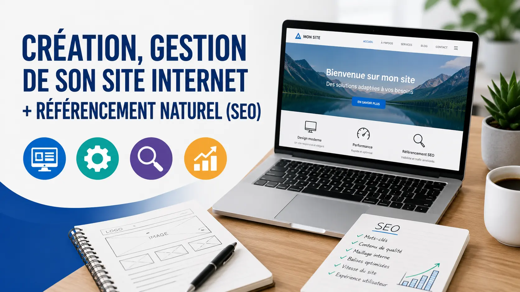 Visuel : Création, gestion de son site internet + référencement naturel (SEO)